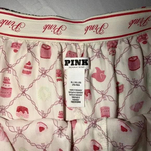 Victoria’s Secret PINK Sz XL Satin Sleep Shorts Pink Cupcake Print Pajama Boxers - Picture 4 of 7